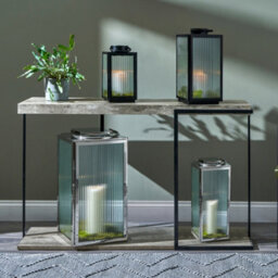 Pacific Lifestyle Grey Concrete Effect Console Table With Lower Shelf And Black Metal Frame 122Cm, Jersey - thumbnail 3