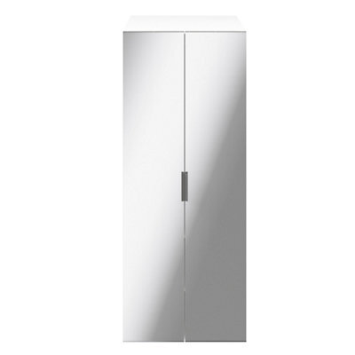 GoodHome Atomia Freestanding Matt White Particle Board Mirrored Double Wardrobe (H)1875mm (W)750mm (D)580mm - image 1