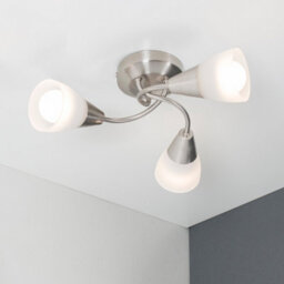 Valuelights Ricardo 3 Way Chrome Ceiling Light Fitting With Frosted Glass Shades With Led Bulbs - thumbnail 5