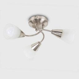 Valuelights Ricardo 3 Way Chrome Ceiling Light Fitting With Frosted Glass Shades With Led Bulbs - thumbnail 4