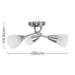 Valuelights Ricardo 3 Way Chrome Ceiling Light Fitting With Frosted Glass Shades With Led Bulbs - thumbnail 6