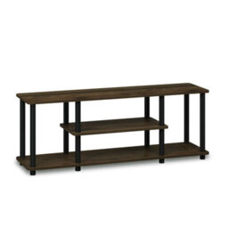 Walplus Furinno Turn-N-Tube No Tools 3D 3-Tier Entertainment Tv Stands, Columbia Walnut/black - thumbnail 3