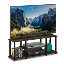 Walplus Furinno Turn-N-Tube No Tools 3D 3-Tier Entertainment Tv Stands, Columbia Walnut/black - thumbnail 2