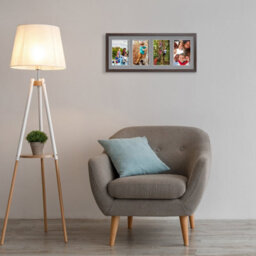AK Frames 50X20Cm Walnut Sleek Multi Photo Frame With Mid Grey Mount - Holds 4 Apertures (4X) 6X4 Photos - thumbnail 3
