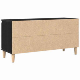 Berkfield Tv Cabinet With Wooden Leg Black Oak 102X35X50 Cm - thumbnail 6