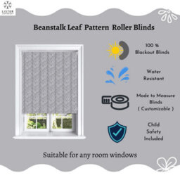 Lister Cartwright Beanstalk Leaf Patterned Roller Blinds - (180 X 140 Cm) Easy To Fit Child Safety Included - Grey - thumbnail 3