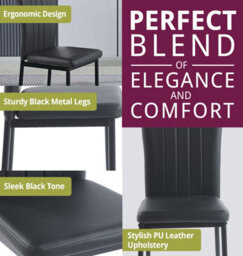 Hallowood Furniture Finley Small Round Dining Table In Black Finish With 2 Black Faux Leather High Back Chairs - thumbnail 5
