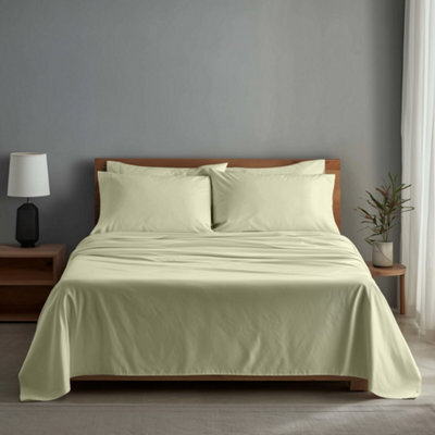 Luxury 400Tc Sateen Soft Touch Hotel Quality Flat Sheet Bed Linen Cream