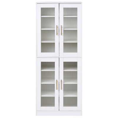 Wyld And Coco Tall Shoe Cabinet 2 Doors 8 Adjustable Shelves With Led Strip, White, W70 X D35 X H170Cm - image 1