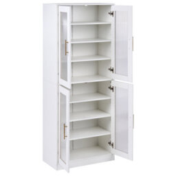 Wyld And Coco Tall Shoe Cabinet 2 Doors 8 Adjustable Shelves With Led Strip, White, W70 X D35 X H170Cm - thumbnail 6
