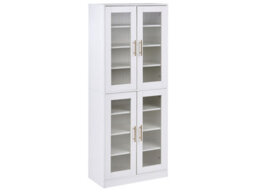 Wyld And Coco Tall Shoe Cabinet 2 Doors 8 Adjustable Shelves With Led Strip, White, W70 X D35 X H170Cm - thumbnail 3