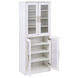 Wyld And Coco Tall Shoe Cabinet 2 Doors 8 Adjustable Shelves With Led Strip, White, W70 X D35 X H170Cm - thumbnail 5