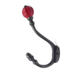 Oakcrafts - Ceramic Tipped Shabby Chic Cast Iron Coat Hook 125mm (Red) - Pack Of 4 Hooks - thumbnail 4
