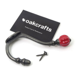 Oakcrafts - Ceramic Tipped Shabby Chic Cast Iron Coat Hook 125mm (Red) - Pack Of 4 Hooks - thumbnail 3