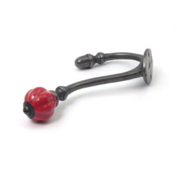 Oakcrafts - Ceramic Tipped Shabby Chic Cast Iron Coat Hook 125mm (Red) - Pack Of 4 Hooks - thumbnail 2