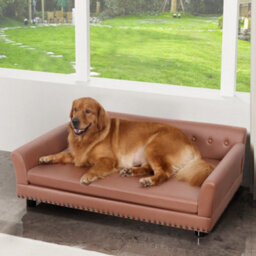 Bingopaw Xl Dog Bed Pu Leather Luxury Dog Sofa Fancy Couch Pet Animal Furniture,120X74X40Cm - thumbnail 1
