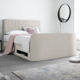 Onelife Natural Velvet Upholstered Tv Ottoman - King Size Bed Frame - thumbnail 2