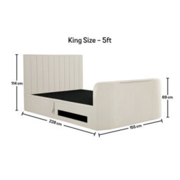 Onelife Natural Velvet Upholstered Tv Ottoman - King Size Bed Frame - thumbnail 6