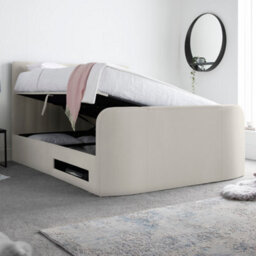 Onelife Natural Velvet Upholstered Tv Ottoman - King Size Bed Frame - thumbnail 3