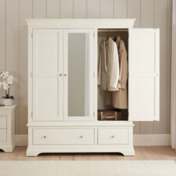 The Furniture Market Wilmslow White Painted 3 Door Triple Wardrobe With Mirror