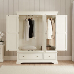 The Furniture Market Wilmslow White Painted 3 Door Triple Wardrobe With Mirror - thumbnail 3