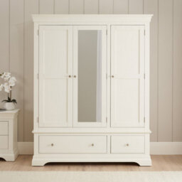 The Furniture Market Wilmslow White Painted 3 Door Triple Wardrobe With Mirror - thumbnail 2