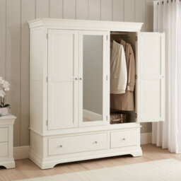 The Furniture Market Wilmslow White Painted 3 Door Triple Wardrobe With Mirror - thumbnail 5