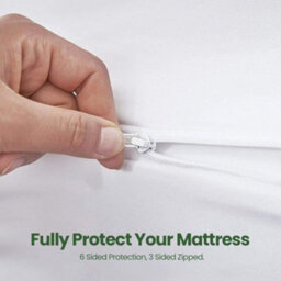 Casabella Zippered Waterproof Mattress Encasement, 4 Ft Double Waterproof Mattress Protector 122X190+30Cm Anti Allergy - thumbnail 4