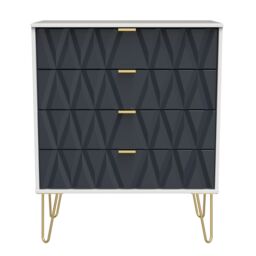 Pesaro Ready Assembled Matt Indigo & White No Effect 4 Drawer Wide Chest (H)885mm (W)765mm (D)415mm - thumbnail 2