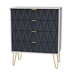 Pesaro Ready Assembled Matt Indigo & White No Effect 4 Drawer Wide Chest (H)885mm (W)765mm (D)415mm - thumbnail 1