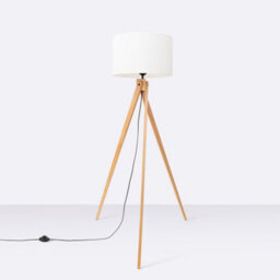 Luminosa Lighting Luminosa Natt Tripod Floor Lamp White, Natural Wood 1X E27 - thumbnail 3