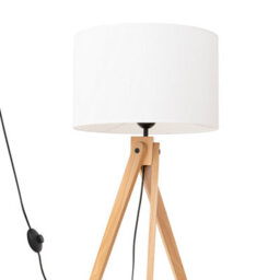 Luminosa Lighting Luminosa Natt Tripod Floor Lamp White, Natural Wood 1X E27 - thumbnail 1