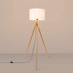 Luminosa Lighting Luminosa Natt Tripod Floor Lamp White, Natural Wood 1X E27 - thumbnail 4