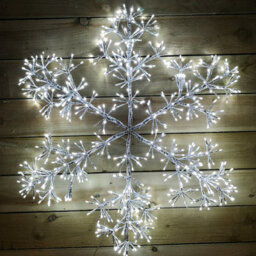 Samuel Alexander 90Cm Light Up Silver Starburst Christmas Snowflake Hanging Decoration With 660 White Leds - thumbnail 1