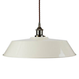 Clay White Large Chancery Painted Dome Pendant Light With Black Nickel Lamp Holder And Brown Twisted Cable - Se Home - thumbnail 1