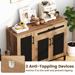 Gainoom Sideboard Buffet Cabinet Large Storage Organizer 3-Door Modern Accent Coffee Bar Console Station - thumbnail 4