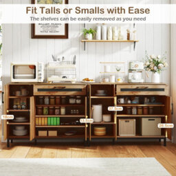 Gainoom Sideboard Buffet Cabinet Large Storage Organizer 3-Door Modern Accent Coffee Bar Console Station - thumbnail 7
