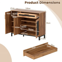 Gainoom Sideboard Buffet Cabinet Large Storage Organizer 3-Door Modern Accent Coffee Bar Console Station - thumbnail 2