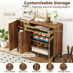 Gainoom Sideboard Buffet Cabinet Large Storage Organizer 3-Door Modern Accent Coffee Bar Console Station - thumbnail 5