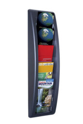 Paperflow Fast Paper Quick Fit Literature Holder Wall-Mount 5 X 1/3Xa4 Pocket W180Xd95Xh650mm Black Ref 4062.01 - thumbnail 1