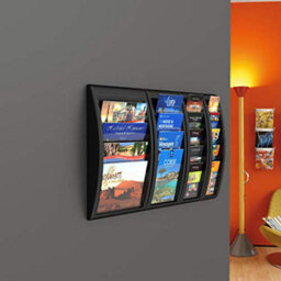 Paperflow Fast Paper Quick Fit Literature Holder Wall-Mount 5 X 1/3Xa4 Pocket W180Xd95Xh650mm Black Ref 4062.01 - thumbnail 3