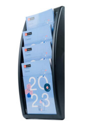 Paperflow Fast Paper Quick Fit Literature Holder Wall-Mount 5 X 1/3Xa4 Pocket W180Xd95Xh650mm Black Ref 4062.01 - thumbnail 4