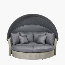 Pacific Lifestyle Outdoor Rattan Round Sofa Stone Grey Bermuda Day Bed - thumbnail 6