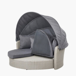Pacific Lifestyle Outdoor Rattan Round Sofa Stone Grey Bermuda Day Bed - thumbnail 7