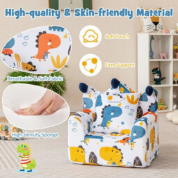 Costway Kids Sofa Chair Foam Filled Armchair Toddler Upholstered Couch W/ Padded Pillow - thumbnail 4