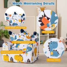 Costway Kids Sofa Chair Foam Filled Armchair Toddler Upholstered Couch W/ Padded Pillow - thumbnail 7