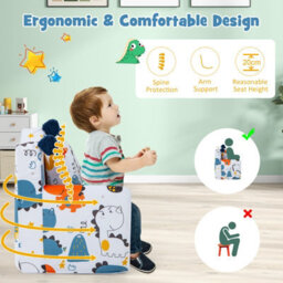 Costway Kids Sofa Chair Foam Filled Armchair Toddler Upholstered Couch W/ Padded Pillow - thumbnail 5
