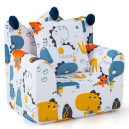 Costway Kids Sofa Chair Foam Filled Armchair Toddler Upholstered Couch W/ Padded Pillow - thumbnail 1