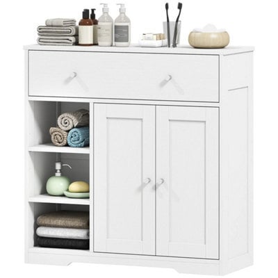 Bathroom Floor Cabinet, Bathroom Cabinet With Drawer And Door, Shelves, White - image 1