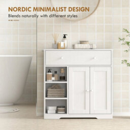 Bathroom Floor Cabinet, Bathroom Cabinet With Drawer And Door, Shelves, White - thumbnail 5